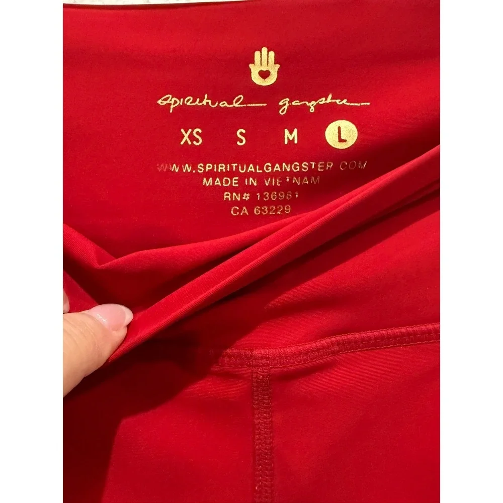 Spiritual Gangster‎ Red Multi Side Stripe Leggings Women’s Size Large